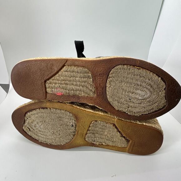 Unisa Black Canvas and Tan Jute Ankle Wrap Espadrille Sandals Size 6.5 - Picture 8 of 10